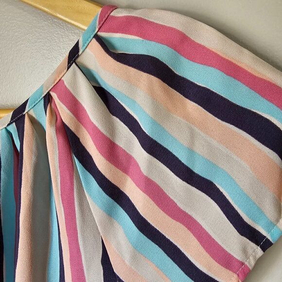 EUC LC LAUREN CONRAD STRIPED SHORT SLEEVES SWING STYLE SHORT DRESS SIZE M - Picture 5 of 16